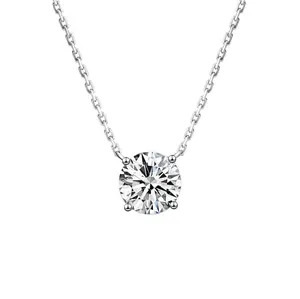 DW 18K Gold Plated  Solitaire 1.5 Carat (7.3mm) CZ Dainty Choker Necklaces for Women