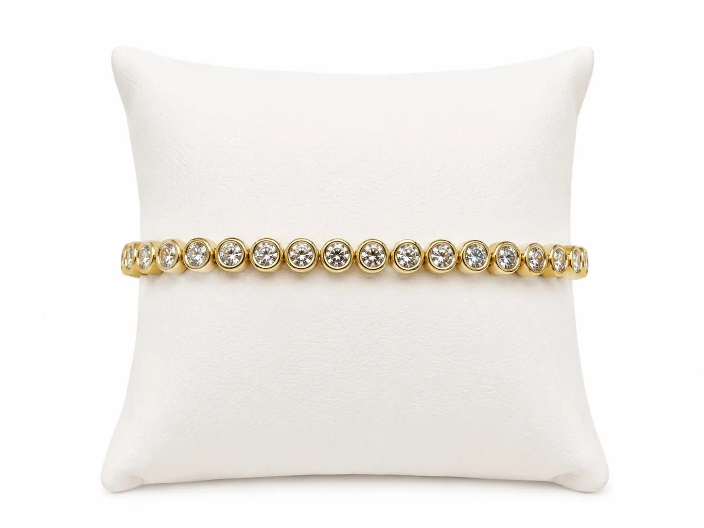 14K Gold Plated Tennis Bracelet with Round Zirconia | Elegant Gold Bracelet for Women