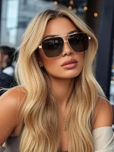 Unisex Simple Style Plain Color Sunglasses, Trendy Casual Sunglasses for Everyday Use, Fashion Accessories for Outdoor Activities