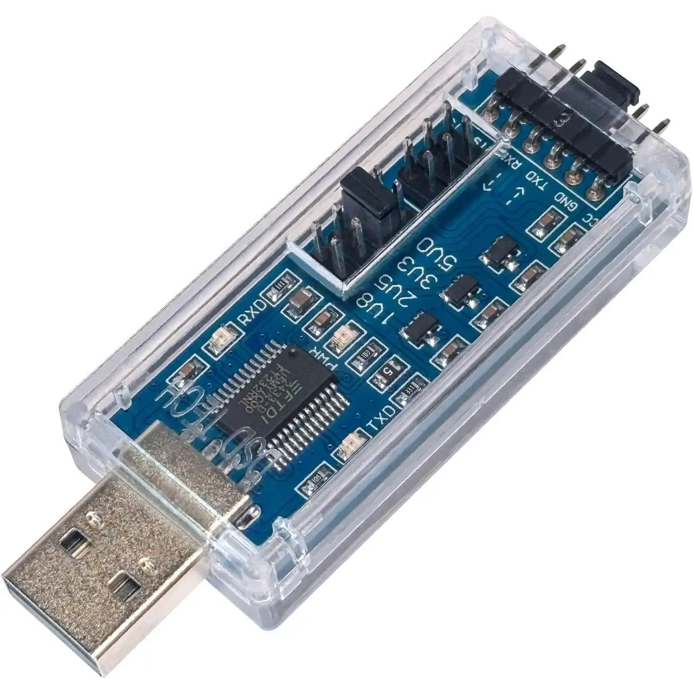 FTDI FT232RNL Chip USB to TTL UART Converter Cable (SH-U09C5) - Multi-Volt 5V-3.3V-2.5V-1.8V, 6Pin Extended Pin Layout, R1, Reset, UART TX, Plastic Shell, Compatible with Linux, Windows 11, Windows XP, USB Adapters for Hardware Engineers' DIY Projects