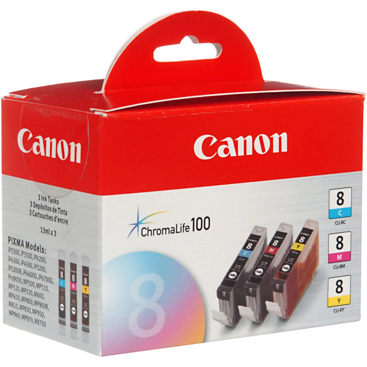 Canon CLI-8 3-Color Ink Kit with Cyan, Magenta & Yellow Inks for Select PIXMA iP, MP, MX, Pro Series Printers