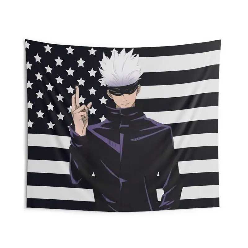 Jujutsu Kaisen Satoru Gojo Full-Print Anime Art Tapestry - Strong Black Home Goods, Multi-Size Indoor/Outdoor Home Decor, Machine Washable Wall Art Supplies