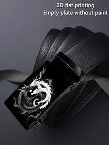 Men's Belt with Elegant Dragon Dance Art Design, Business Casual Automatic Buckle, Perfect Father's Day & Valentine's Gift