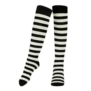 Striped Cotton Socks for Kids - Cotton Blend Breathable & Comfortable Long Socks - Non-Slip Fit - Costume Dress Up Accessories for Clown, Pride, Halloween, Cosplay & Fantasy Theme Party