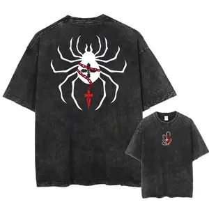 Anime HUNTER*HUNTER Chrollo Lucilfer Phantom Troupe Graphic Tshirt Men Washed Casual T-shirts Male Female Casual Plus Size Tee