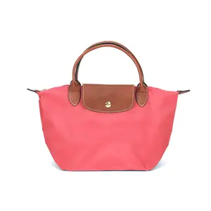 Longchamp Le Pliage 23 Small Tote Bag with Embossed Logo and Zipper Closure in Pink Canvas for Women