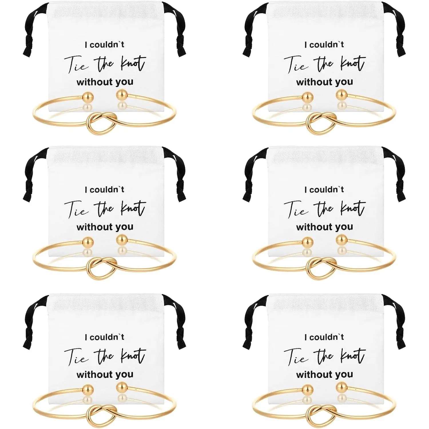 6 count  Bridesmaid Gifts Knot Bracelets for Women,Bridesmaid Bracelets  Set,Knot Bracelet  Packaging Bridal Party Gifts for Wedding Party Favors()