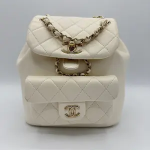 Pre-owned CHANEL leather Backpacks Mini Duma Backpack White