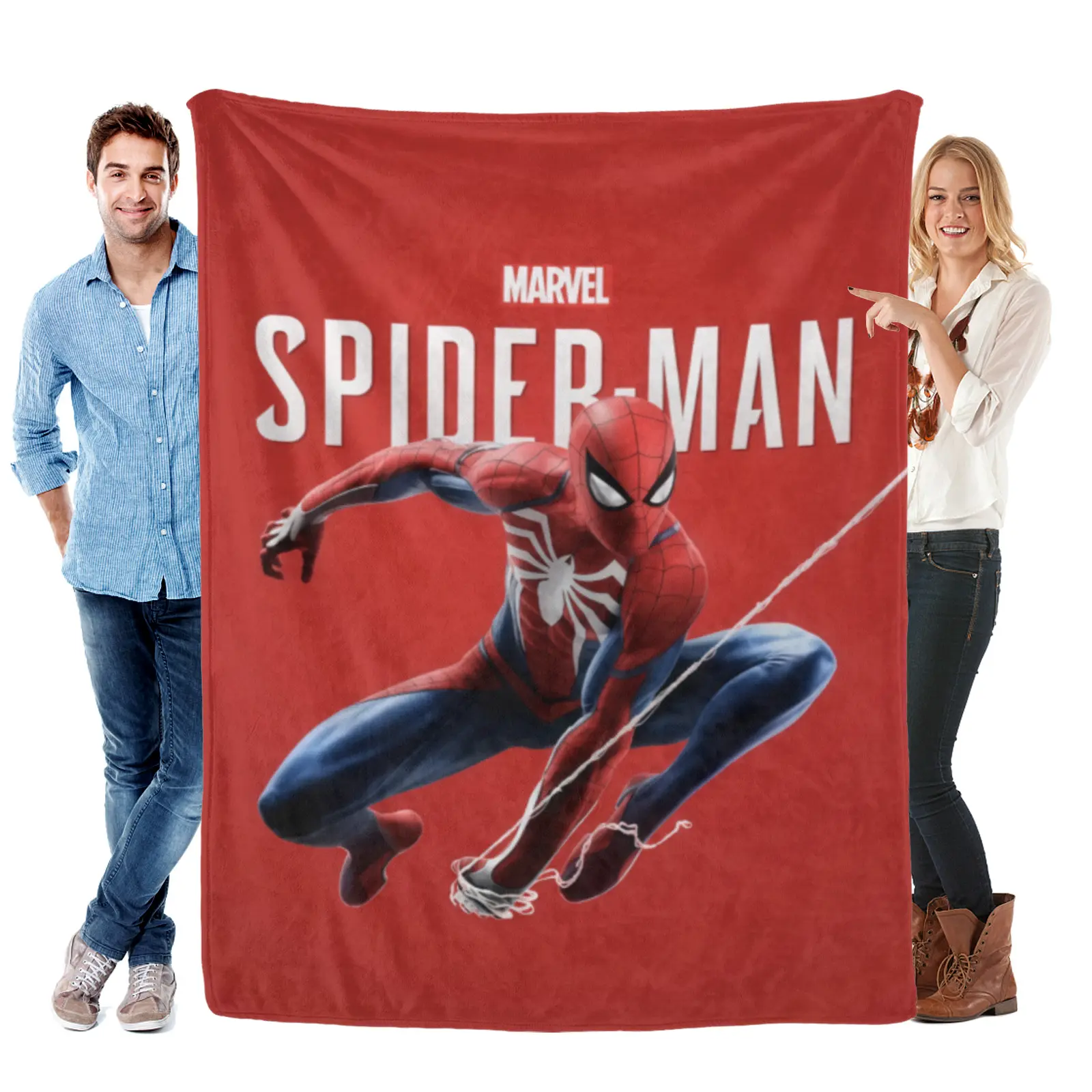 [SummerVibes] Marvel Spider-Man Flannel Throw Blanket, Ultra Soft Lightweight Fabric With Eye-Catching Hero Print, Ideal Decor For Bed Sofa And Teen Gaming Room