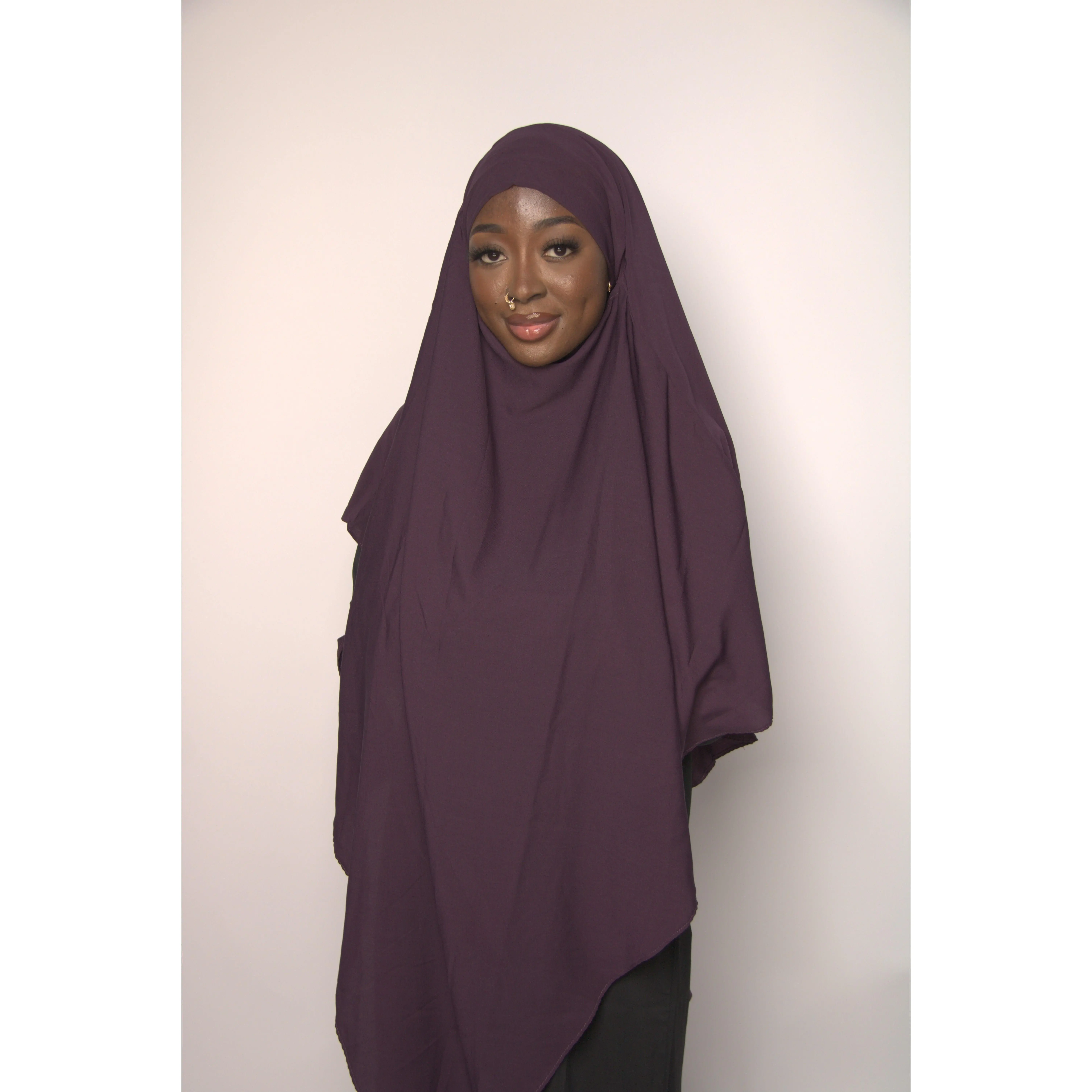 Purple One-Layer Khimar – Lightweight, Flowy With Niqab Strings