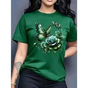 Women's Spring Cotton T Shirt Letter Print Round Neck Loose Casual Top Summer Breathable Comfortable Daily Wear Simple Elegant Style Party Essential Local Delivery