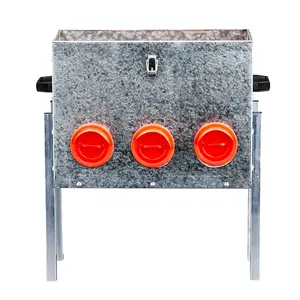 Automatic Chicken Feeder Rodent Proof, 6 Ports Large Capacity Metal Poultry Feeder with Legs and Lid, Galvanized Chicken Feeder for Hen Coop