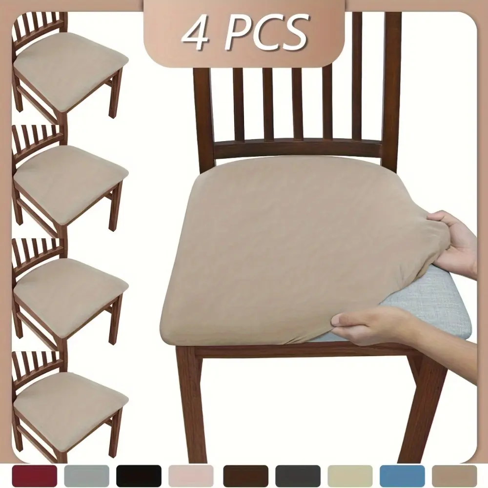 Solid-color elastic milk fiber sofa cushion cover, prevents dirt, washable, detachable, Removable washable slipcovers, 120gsm weight, elastic binding edge, set design, matte finish, no printing, suitable for living room