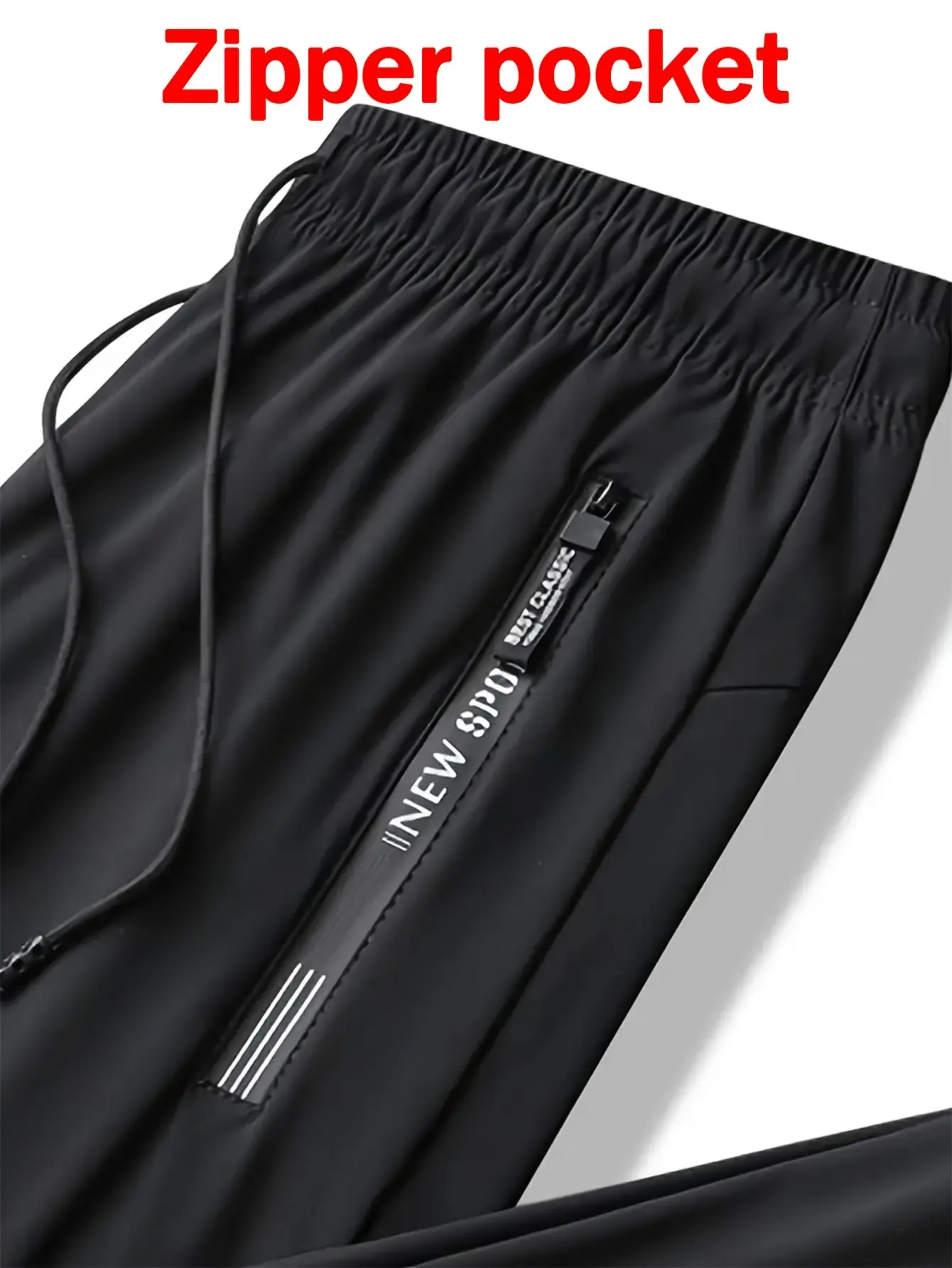 Men's Ice Silk Joggers - Breathable Mid-Elastic Fabric, Elastic Waistband Design, Straight-Leg with Pockets - Solid Color Outdoor Casual Sports Pants, Machine Washable, Comfort Fit, Versatile Style, Durable Material, Perfect for Gym Enthusiasts, Athletic