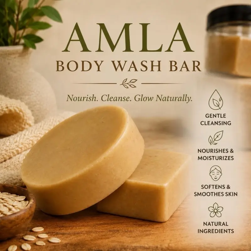 Amla & Goat's Milk Natural Soap Bar, Gentle Daily Body Care Cleanser for Bath & Shower