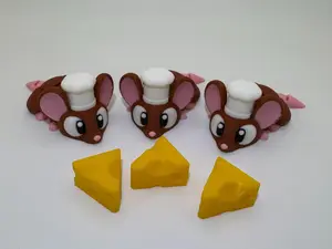 Chef Mouse with Cheese – 3D Printed Articulated Figure | Fidget Desk Toy