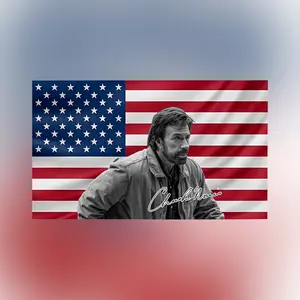 Vintage Chuck Norris American Flag Tapestry, Action Movie Fan Wall Art, Retro Room Decor Hanging, Large Fabric Poster