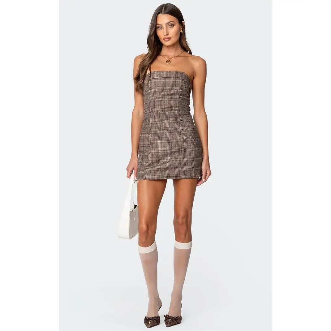 Edikted Women's Boss Mode Plaid Mini Dress
