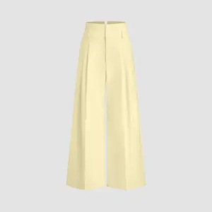 Cider Women's Linen-Blend High-Rise Pleated Wide-Leg Trousers, 4 Colors, Sizes XXXS-XXL