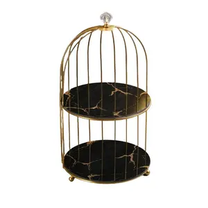 Vintage Bird Cage Design Cosmetic Storage Rack, 1 Count Double Layer Iron Bird Cage Makeup Organizer, Multi-functional Storage Rack for Bathroom Dressing Table, Decor