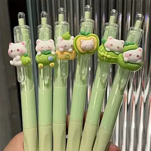 Cute Apple Cat Quick-Drying Retractable Pen in Random Colors, 1/10/20/30 Packs, Plastic Material, School and Office Supplies, Unique Pens, Writing Pens