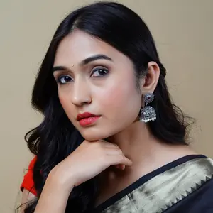 Ethnic Oxidized Jhumka Earrings | Bollywood Floral Chandbali with Faux Pearls | Perfect Gift for Brides | Stylish Accessorizing