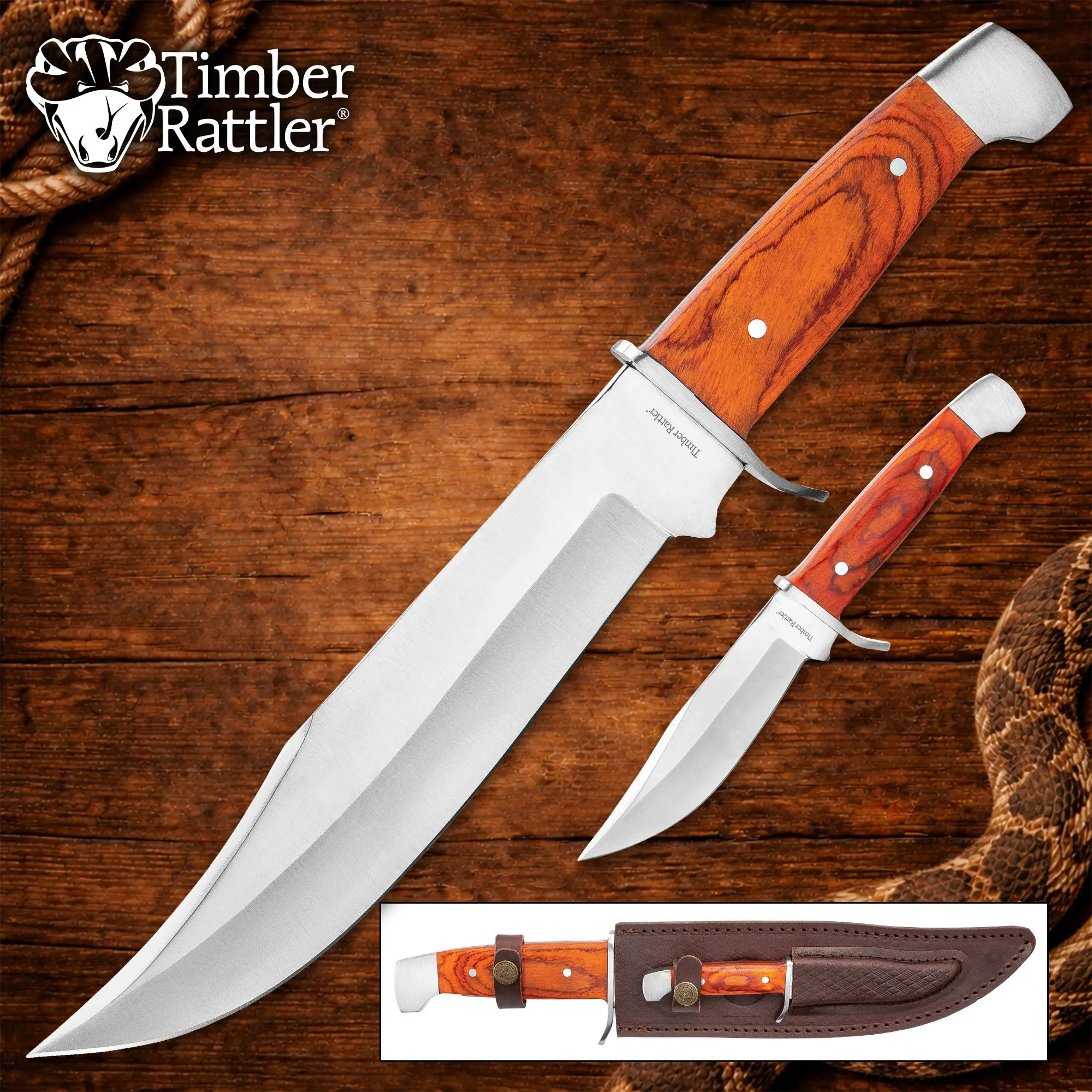 Timber Rattler 2-Piece Custom Bowie Knife Set
