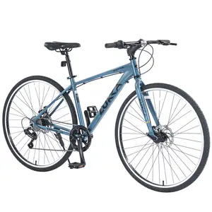 Shimano 7 Speed Hybrid Bike Aluminum Alloy Frame Double Disc Brakes 700C Road Bike For men women's City Bicycle