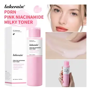 Lakerain 1 Count PDRN Pink Niacinamide Milky Toner Lightweight Milk Texture for Quick Absorption, Evens Skin Tone, Deeply Hydrates, Moisturizing for Dewy Glow, Ideal for Dull & Dry Skin Daily Care