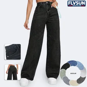 Flvsun-Women's Wide - leg Jeans Leisurely Comfortable Loose