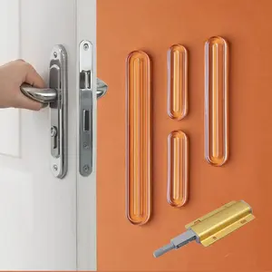 Aluminum Alloy Rebounder & Door Stopper Set, Magnetic Push Latches, Household Door Handle Silicone Pad