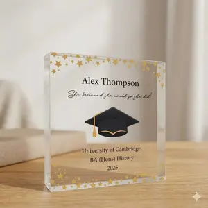 Personalized Graduation Acrylic Photo Block – Custom Name Plaque Gift with Message, Graduation Gift, University Graduation