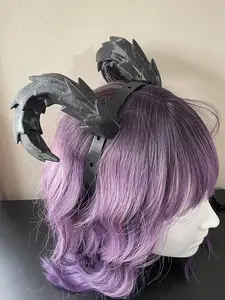 3D Printed Curved Dragon Horns Headband - Cosplay and Halloween Accessory