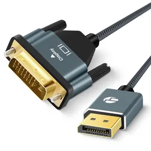 DisplayPort to DVI  1.6FT, -Plated Display Port to DVI-D Adapter  1080P@60Hz Cord for Computer, Desktop, Laptop, PC, , Projector