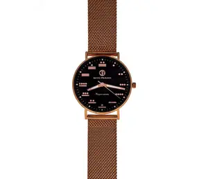 Mayan Lady Elegance's 5 ATM All Stainless Steel Japan Quartz Watch Rose Gold Case Black Dial