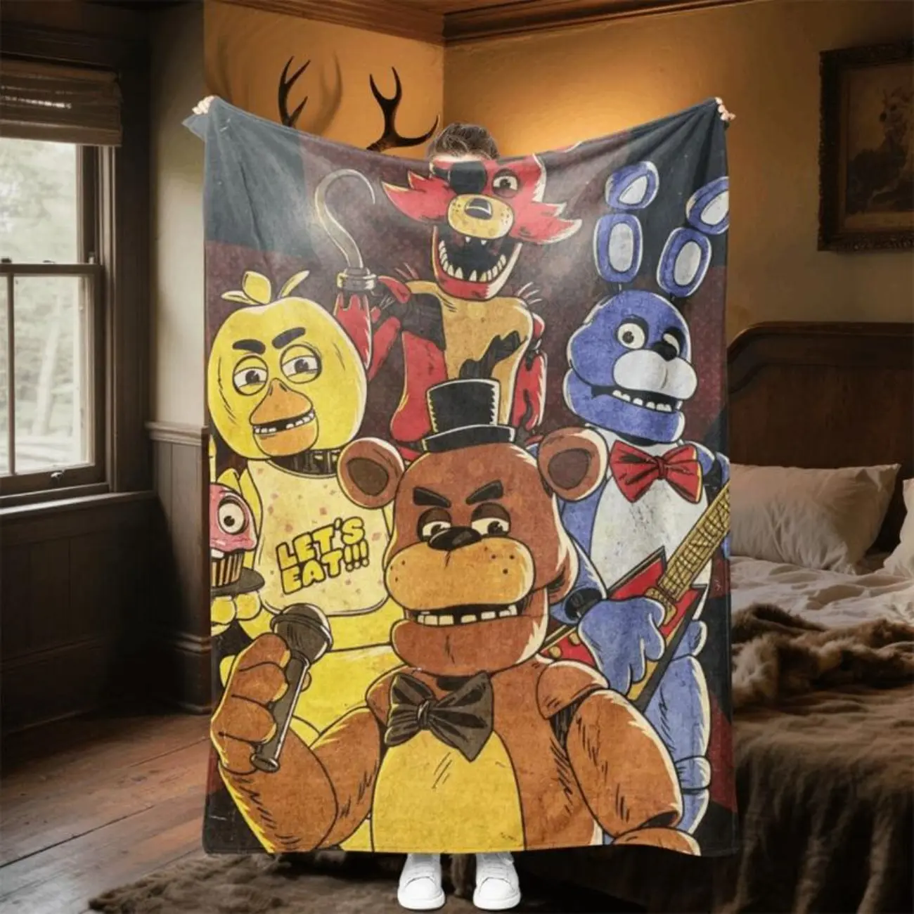 FNAF Plush Throw Blanket, Soft Fluffy Fleece Lightweight Cozy Fuzzy Warm Throw For Bed Sofa Camping, Super Soft And Comfortable, Machine Washable,bed couch nap,perfect christmas It is an excellent gift for children, family and friends