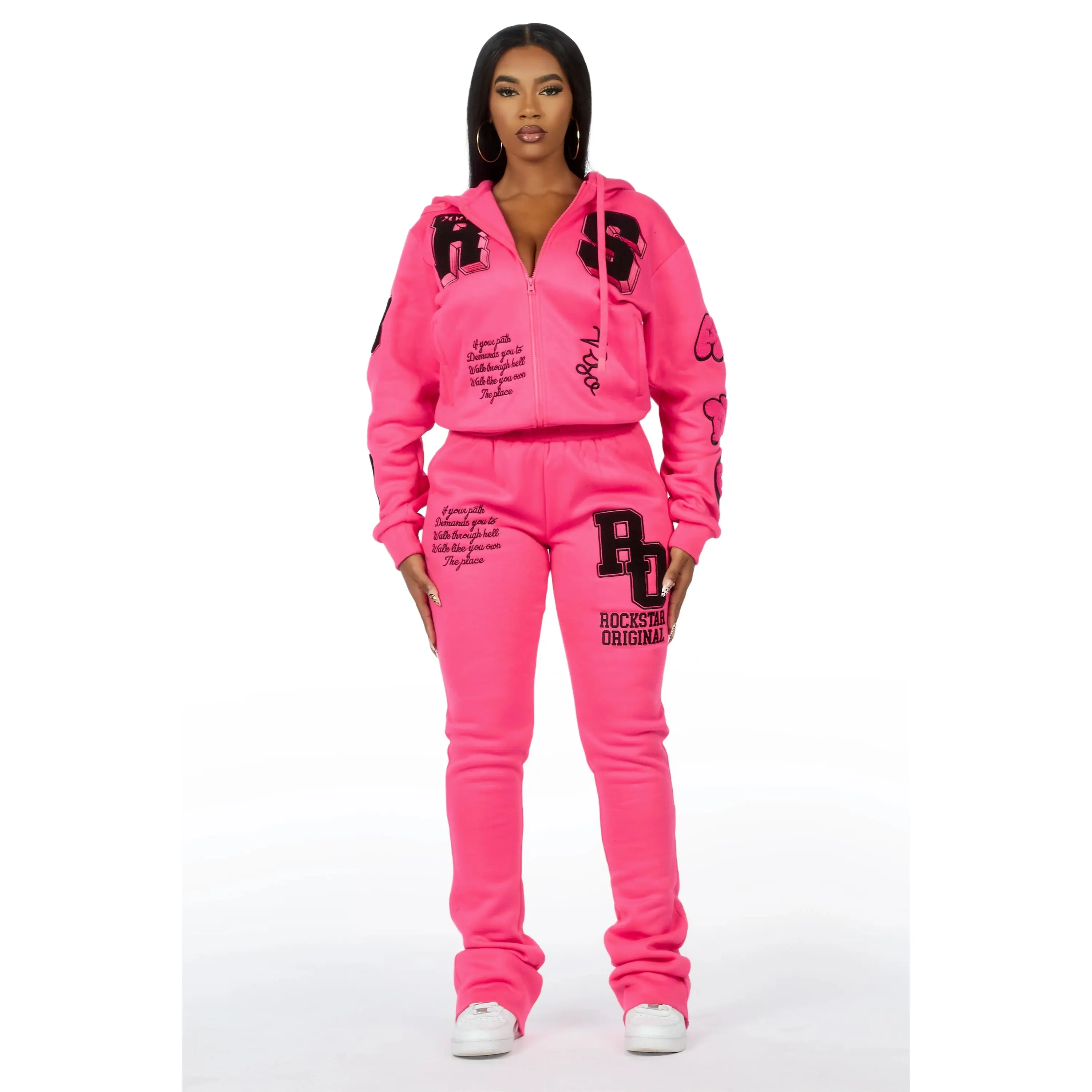 Leslee Pink/Black Super Stacked Track Set