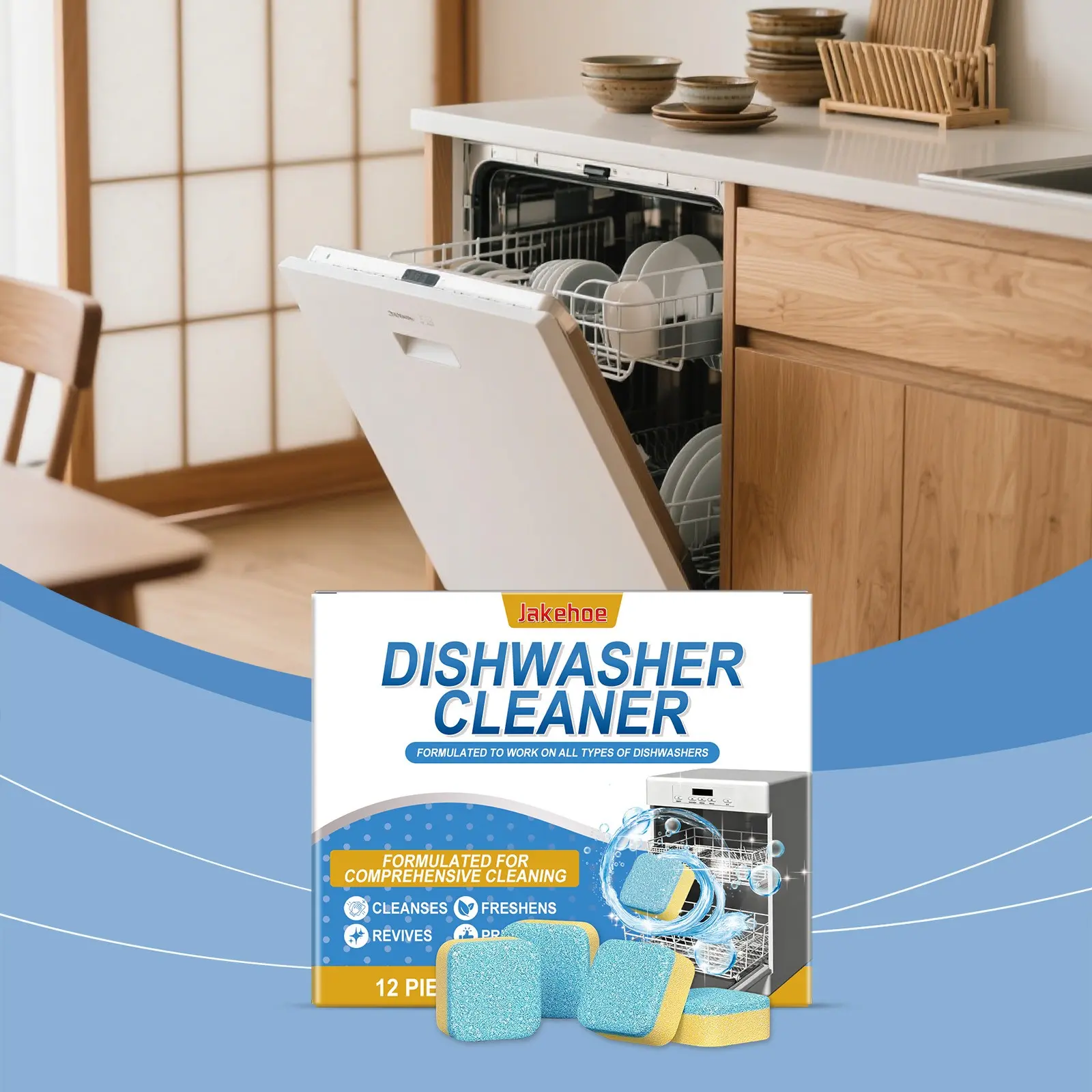 Jakehoe Dishwasher Cleaning Tablets, Oil Stain Removal, Rust Remover, Home Appliance Care Effervescent Tablets, Household Cleaner, Cleaning Products