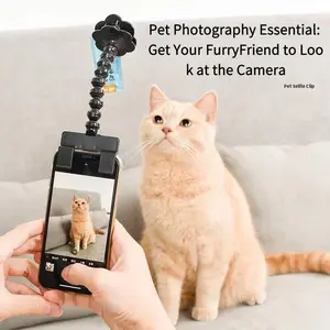 Adjustable Phone Camera Mount & Selfie Clip, Pet Photography Tool for Cats Dogs Teddy Bears, Look at Camera Helper