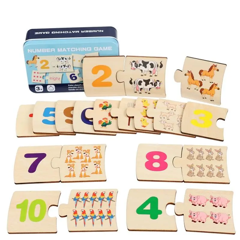 Wooden Number Matching Game, 1 Box Colorful Number Puzzle Toy, Educational Toy for Kids, Ideal Gift for Children