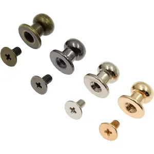 60 Sets Chicago 8mm Round Head Button Phillips Screw Stud Rivet, 4 Colors Leather Rivets Craft Belt for DIY Craft Leather Craft Repairs Decoration