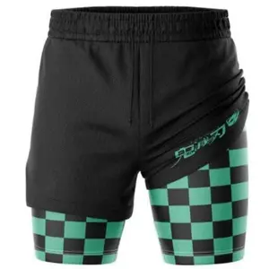 Demon Slayer 2-in-1 Performance Shorts Summer Double Layer Beach Pants Fitness Training Pant Sports