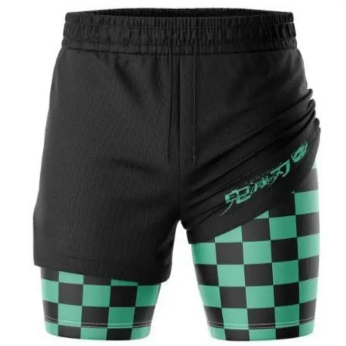 Demon Slayer 2-in-1 Performance Shorts Summer Double Layer Beach Pants Fitness Training Pant Sports