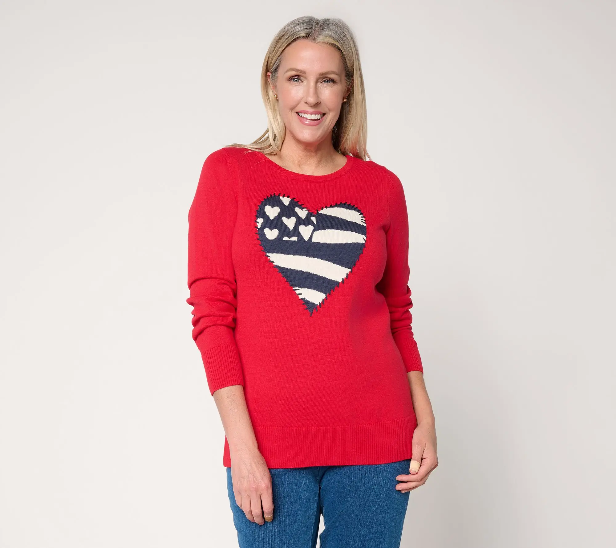 Liberty Belles by Kim Gravel Old Glory Topstitched Flag Sweater Liberty Belles by Kim Gravel Old Glory Topstitched Flag Sweater