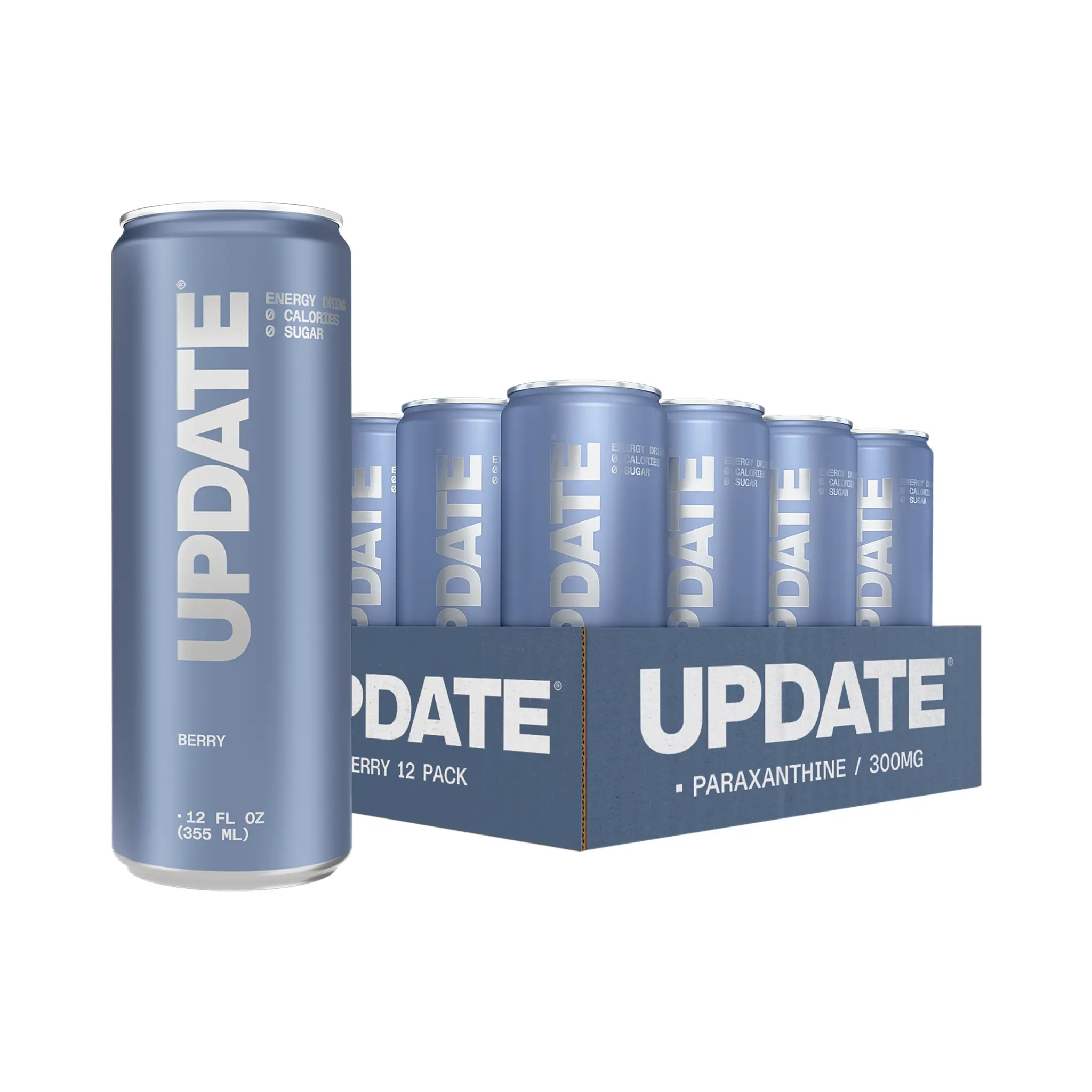 UPDATE Berry Flavored Caffeine-Free Paraxanthine Energy Drink with Alpha GPC, 0 Sugar, 0 Calories, No Artificial Flavors or Colors, 12 fl oz Cans, 12 Pack