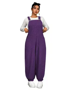 USBOUTIQUE CHIC Women‘s 2026 Spring Stretchy Plus Size Overall Dress Jumpsuit Relaxed Fit Casual Wear