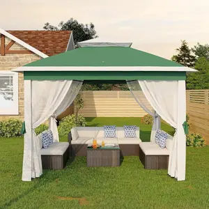 11'x11 Pop-Up Gazebo, Instant Outdoor Canopy Tent with Mosquito Nettings, Durable Steel Frame, Water, and UV Proof, for Patio, Garden, Courtyard, Party