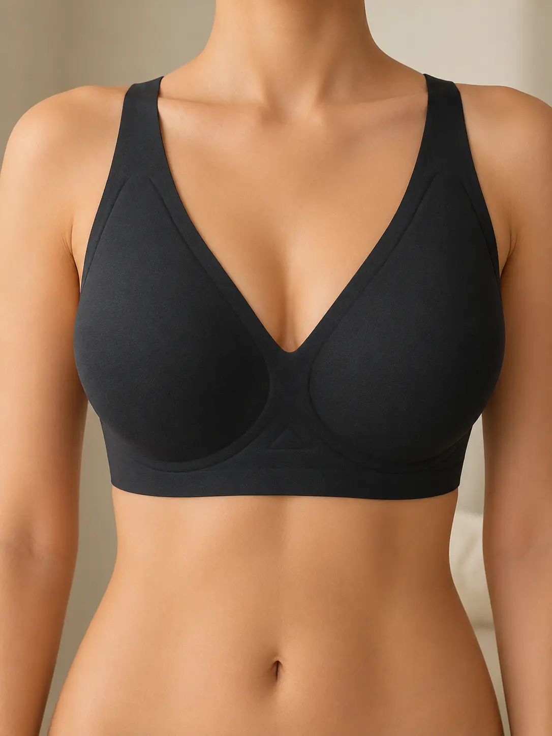 Jelly Wireless Women’s Comfortable Wireless Bras, Push-Up Bralettes, Seamless T-Shirt Bras, Deep V Everyday Bras