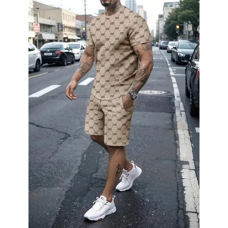 Letter Combination 3D Print Men's Fashion Casual Suit