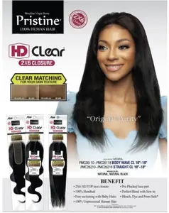 Mane Concept Brazilian Virgin Remy Pristine HD Clear 2X6 Lace BODY WAVE Closure (10"-14")